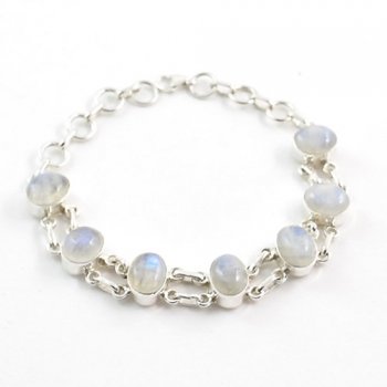 Sterling silver rainbow moonstone bracelet